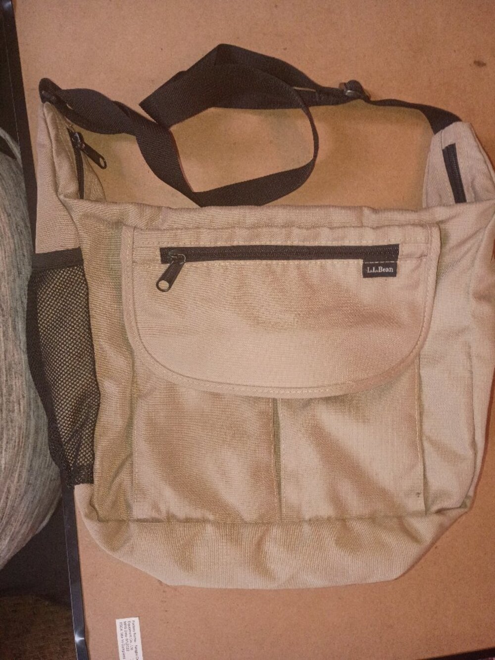 LL Bean Boundless Expandable crossbody bag tan  travel preppy lightweight